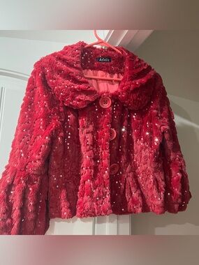 Ariella Ladies' Burgundy-Raspberry Sequin Faux-Fur Coat size Large